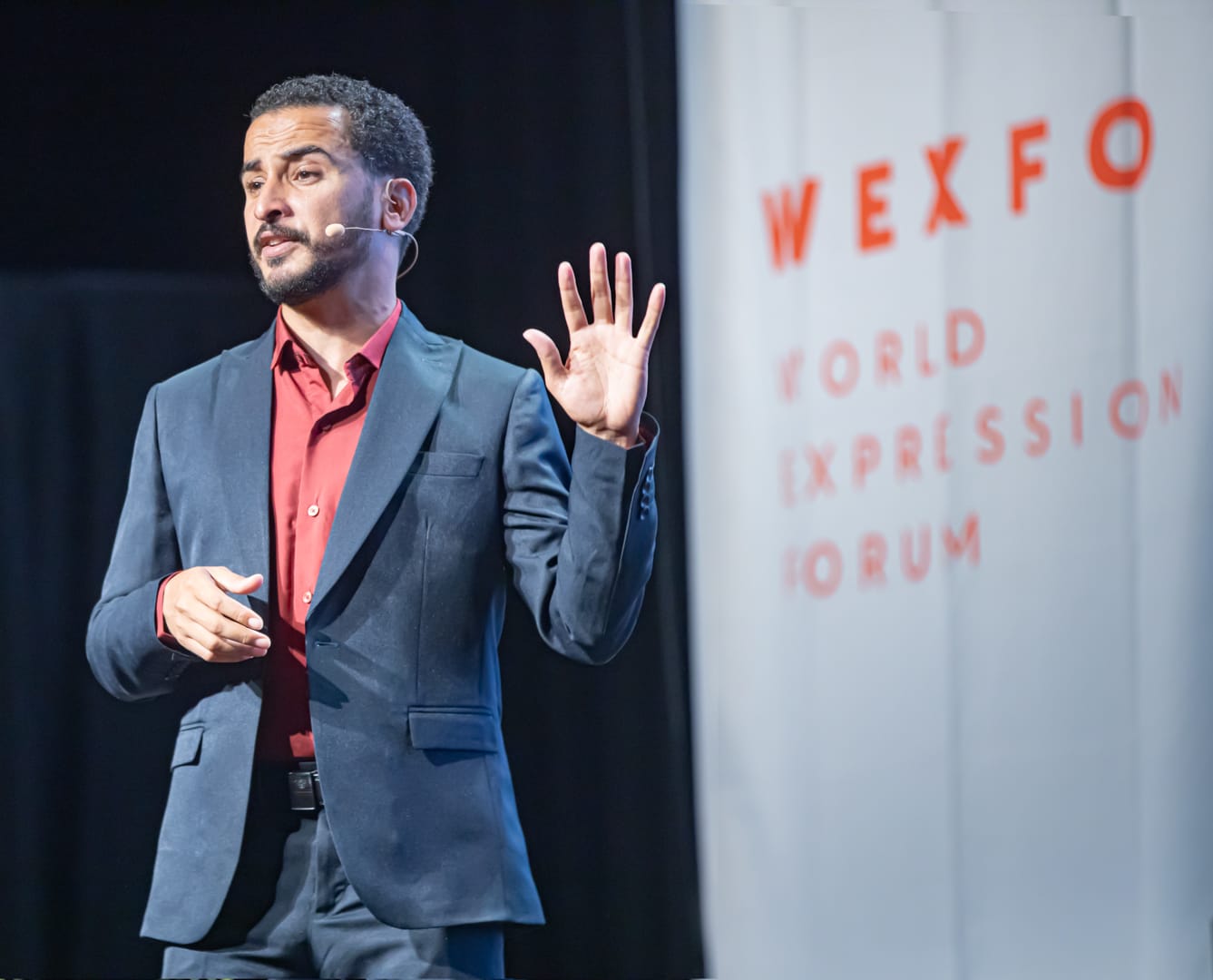 Khaled Emam speaking at the World Expression Forum (WEXFO) 2026 in Lillehammer, Norway.