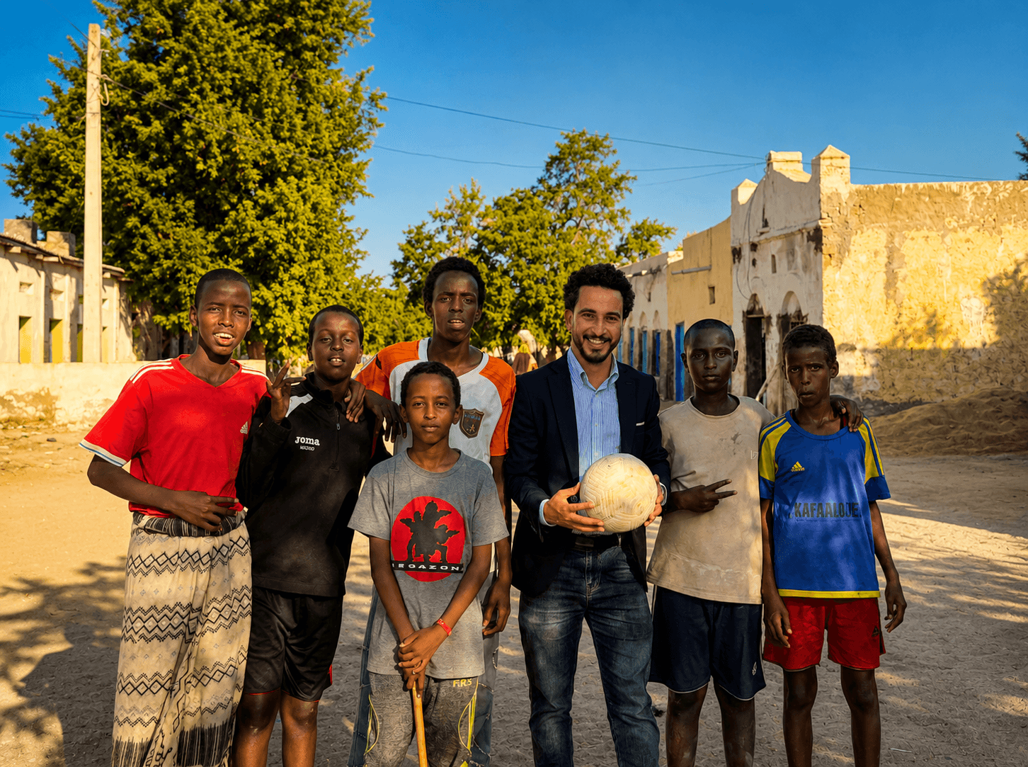 Khaled Emam with young leaders in Somaliland